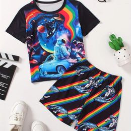 Clothing Sets Summer Children's Short Sleeved Shorts Set 3d Printed Interstellar T-Shirt Boy Trend Cool Clothes Child Party Girl