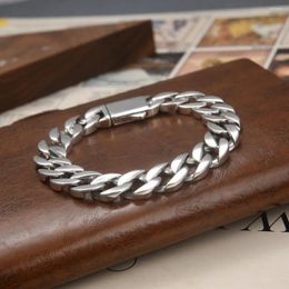 Bangle Real Solid S925 Sterling Silver Handmade Cuban Link Chain Man Bracelet Rap Hip Hop Rock Fashion Miami Jewellery