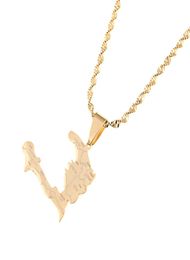 Haiti Country Map With State Name Pendant Necklaces for WomenGirlsAyiti Gold Color Jewelry Gifts Map of Haiti7651057
