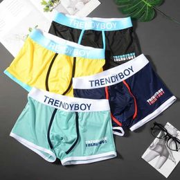 Underpants BoxerShorts Mens Underwear Ice Silk Printed Boxing Breathable Sexy Calzoncillos Para Humbres Q240430