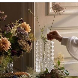 Vases Transparent Glass Vase Bubble Embossed Shape Hydroponic Flower Arrangement Accessories Creative Living Room Home Decoration
