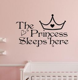 Home Wall Art Princess sleeps here wall decals home decor art quote bedroom wallpaper wall sticker4619533