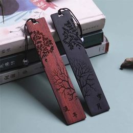 Chinese Style Wooden Bookmark Retro Carving Mahogany Book Mark Student Office Writing Supplies School Kid Stationery Accessories 240428