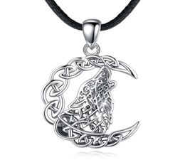 Merryshine 925 Sterling Sier Männer Celtic Viking Juwely Mond Wolf Halskette Anhänger8800455