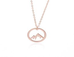 Simple Nature Snowy Mountain Necklace Circle Round Mountain Top Range Necklace Landscape Lover Camping Outdoor Necklaces for Women3049422