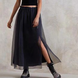 Skirts Spring And Summer Women Skirt Double Layer Mesh Satin Solid Colour Yarn