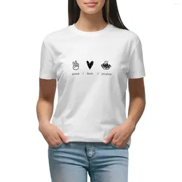 Women's Polos Peace Love Poutine T-shirt Aesthetic Clothes Plus Size Tops Cute Women T Shirt