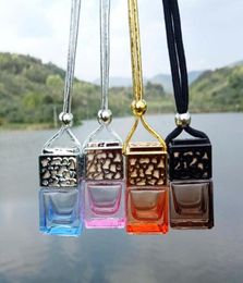 Colourful Cube Car Perfume Bottle Hanging Rearview Ornament Air Freshener For Essential Oils Diffuser Fragrance Empty Glass Bottle 1885885