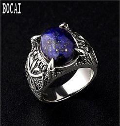 Cluster Rings 2021 Fashion Natural Lapis Lazuli Men039s Silver Ring S925 Simple Personality Domineering For Men Male64534764987714