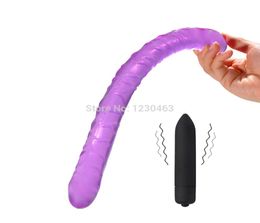 10 Function Vibrator Bullet for Women Lesbian Long Double Dildo Cock Flexible Soft Vagina Anal Dildos Butt Plug Sex Toys MX1912188462464