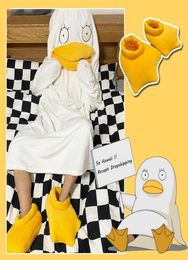 Party Decoration Cartoon Elizabeth Duck Pajamas Flannel Sleeping Bag Blanket Funny Hooded Clothes Halloween Birthday Cosplay Costu5723247