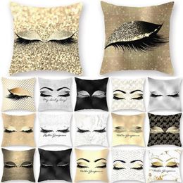 CushionDecorative Pillow 1Pcs Eyelash Out Decorative Throw Golden Cushion Cover Home Decor Pink Sofa Cojines Decorativos Para 4059585047