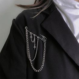 Brooches Metal Chain Star Pendant Brooch For Women Men Suit Decoration Tassel Pin Cloth Jewellery Accessories Fashion Pins