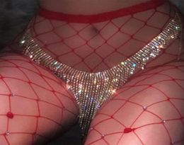 StoneFans Sexy Tassel Rhinestone Thong Underwear Panties Crystal Bikini Belly Body Chain Jewellery for Women Night Club Accessorie5288393