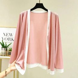 Women's Jackets 2024 Summer Thin Ice Silk Sunscreen Jacket For Women Loose Fitting Long Sleeved Casual Cardigan Coat Fashion Shawl Tops
