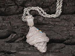 iced out ice cream cone pendant necklace for men women hip hop luxury designer bling diamond dessert pendants silver chain jewelry9107248
