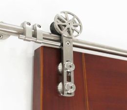 5ft132ft Stainless steel brushed rotatable barn door hardware spoke wheel with movable decoration core7762791