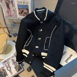 Women's Jackets Women Coat Black And White Contrasting Retro Fashion Loose Niche Jacket Casual Versatile Top With Pockets To Reduce Age