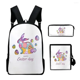 Backpack Cartoon Novelty Cool Easter Day 3pcs/Set 3D Print School Student Bookbag Laptop Daypack Shoulder Bag Pencil Case