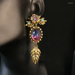 Stud Earrings Purple Elegant Earring Leaf Pendant Charm Femme Modern Accessories