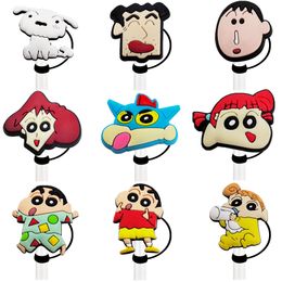 20colors japanese funny characters silicone straw toppers accessories cover charms Reusable Splash Proof drinking dust plug decorative 8mm/10mm straw party