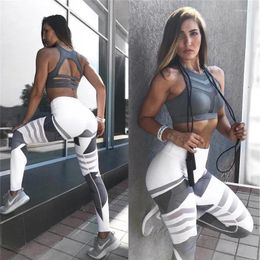 Yoga Outfits Women Seamless Set Tops Pants Sportswear Gym Workout Running Fitness Digital Print Stretch Leggings & Bra