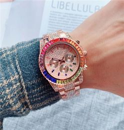 Fashion Brand Watches Men Women Colorful crystal Style Stainless steel band Calendar Date Quartz wrist Watch X973099934