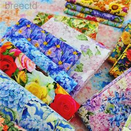 Fabric Pure Cotton Flower Printed Fabric Oil Painting Art Painting for Sewing Dresses Clothes by Half Metre d240503