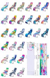 Tie Dye Beach Chair Cover with Side Pocket Colourful Chaise Lounge Towel Covers for Sun Lounger Pool Sunbathing Garden YL5983056541