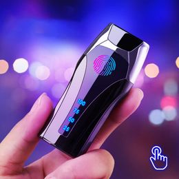 Windproof Metal Flameless Electric Lighter Dual Arc Plasma USB Lighter Power Display