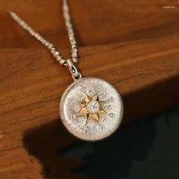 Pendant Necklaces 2 Color Options: Trendy Craftsmanship Brushed Frosted Eight Pointed Star Matching Niche Necklace