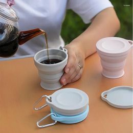 Coffee Pots Silicone Food Grade Water Cup Foldable With Lid Outdoor Travel Portable Drinking Tea