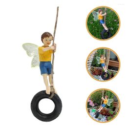 Garden Decorations Fairy Accessories Swing Boy Ornament Statue Yard Art Sculpture Standing Tire
