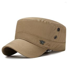 Berets Cotton Flat Cap Adjustable Breathable Cadet Hat Casual Anti-uv Dad Hats For Men