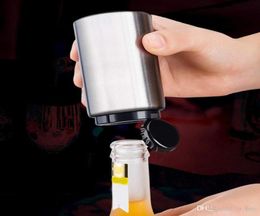 Automatic Beer Bottle Opener with Magnetic Cap Stainless Steel Cap Catcher Push Down Pop Top Kitchen Bar Tools Accessories1090242