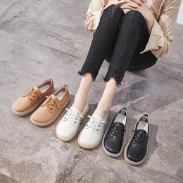 Casual Shoes Women's Leather Pregnant Flat Bottomed Shallow Mouth Small White