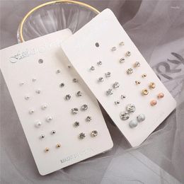 Stud Earrings 12Pairs/set Small Set For Women Simple Geometric Rhinestone Fashion Party Jewellery