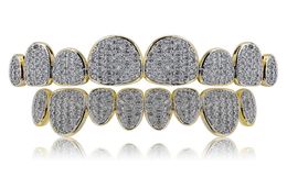 Punk Grillz Set Gold Silver Top Irregular 8tooth Canines With Zircon Teeth Grillz7925130