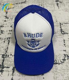 Classic Fashion Blue Letters Crown Embroidery Hat Men Women Adjustable Sunscreen Mesh Patchwork Baseball Cap1570885