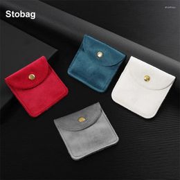 Storage Bags StoBag 10pcs Velvet Button Small Jewelry Gift Ring Earrings Packaging Dustproof Portable Pocket Organizer Pouches