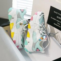 Fitness Shoes Ulzzang Fashion Sneakers Woman Platform Yellow Chunky Casual Designers Trainers Female Mesh Women Vulcanised