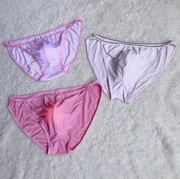 Ice Silk Sheer Underpants Men Lingerie Sexy Big Bulge Pouch Bikini Male Underwear U Convex Cock Gay Briefs Comforty3955839