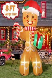 Christmas Decorations OurWarm 8ft Inflatable Gingerbread Man with Buildin LED Indoor Outdoor Waterproof Year Blow Up Yard 2208296551859