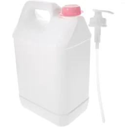 Storage Bottles 5L Pump Liquid Plastic Soap Cosmetics Detergent Dispenser (White)