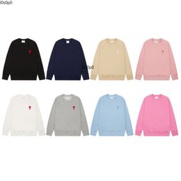 24ss Amis Designer Sweater Fashion Luxury Mens and Womens Amis Pullover Casual Red Heart A Embroidered Back Collar Brand Sweater Haikyuu Clothing 118