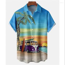 Men's Casual Shirts Summer Beach Shirt Hawaiian Vacation Short Sleeved Top Fashion Camisas De Hombre Clothing .