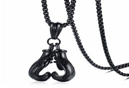 Men Jewellery Sport Fitness Collares Stainless Steel Pendant Necklaces Mens Jewellery Colar Collier Double Boxing Glove Necklace6144174