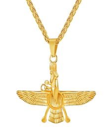 hip hop Zoroastrianism pendant necklaces for men women luxury Zoroastrian Parsee pendants Stainless steel gold silver black neckla5962899