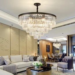 Chandeliers Modern Round Golden Chandelier Crystal Lighting Restaurant American Lamp LED Indoor