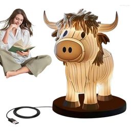 Table Lamps Highland Cow Night Light Lamp For Bedroom Cute Animal Adults Western